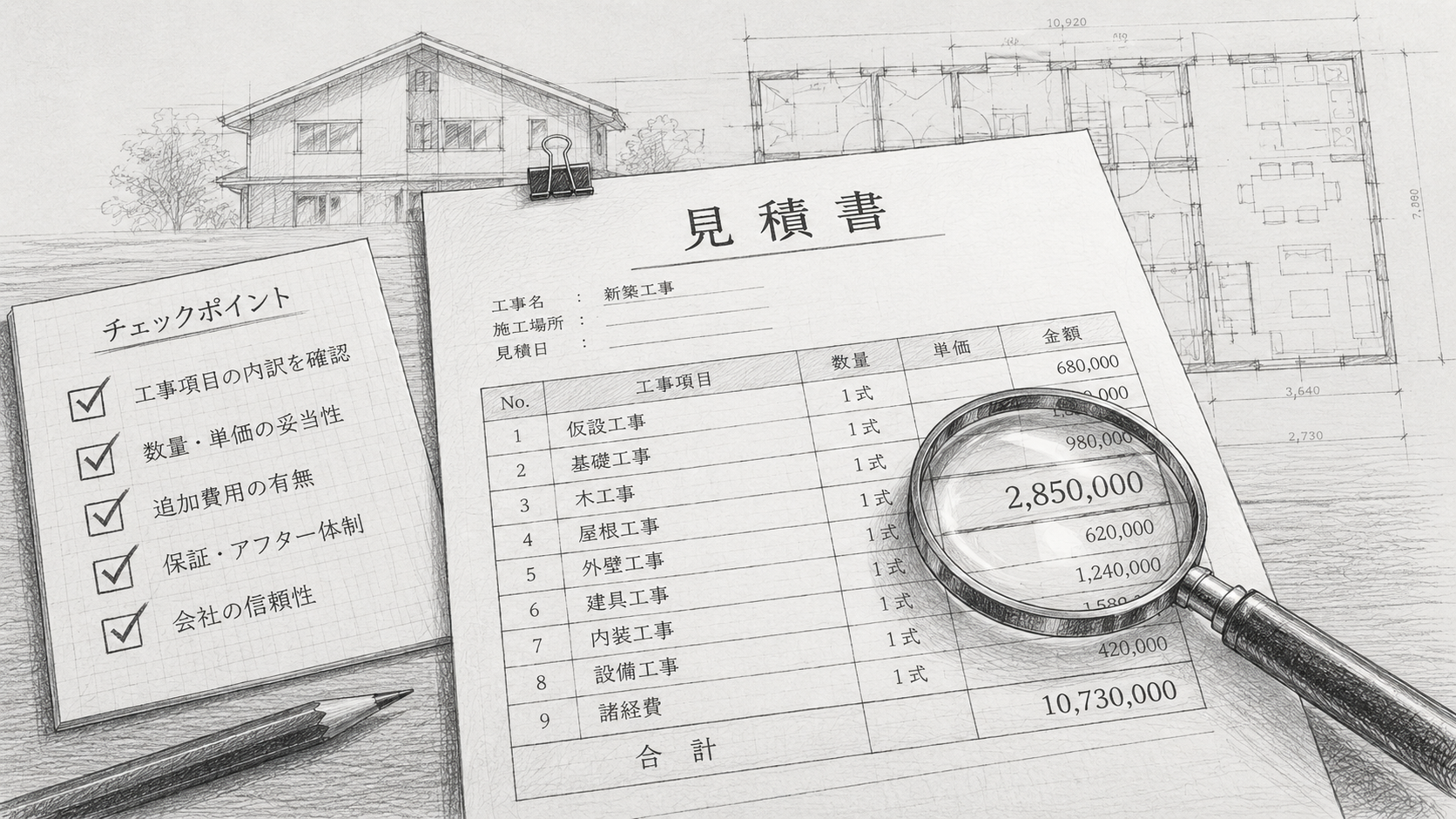 工務店の見積書の見方|チェックすべき5つのポイント